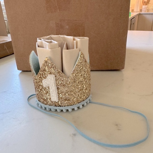 Baby Boy Embroidered First Birthday Crown - Picture 2 of 4